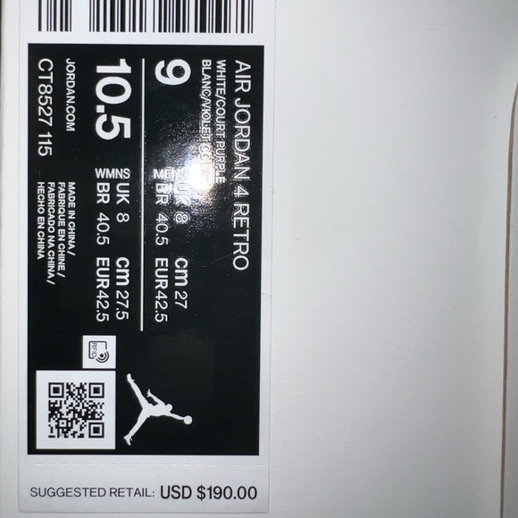 Air Jordan 4 Retro ‘Purple Metallic’ - Picture 10 of 11